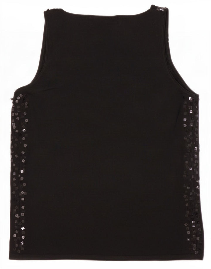 Zara Womens Sleeveless Blouse Top UK 12 Medium Black Flecked Viscose