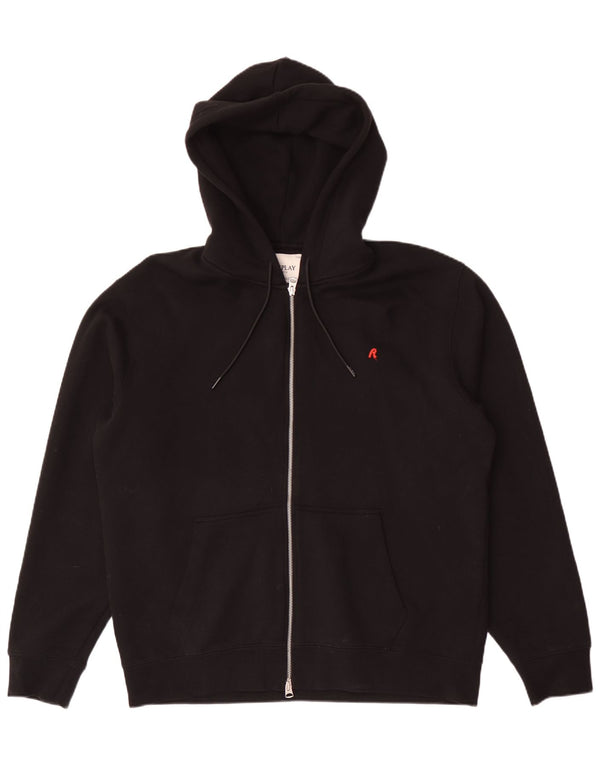 Replay Mens Zip Hoodie Sweater 2XL Black Cotton