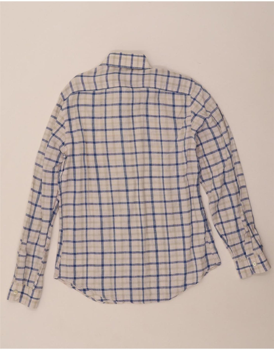 ARMANI JEANS Mens Shirt Medium Blue Check Linen