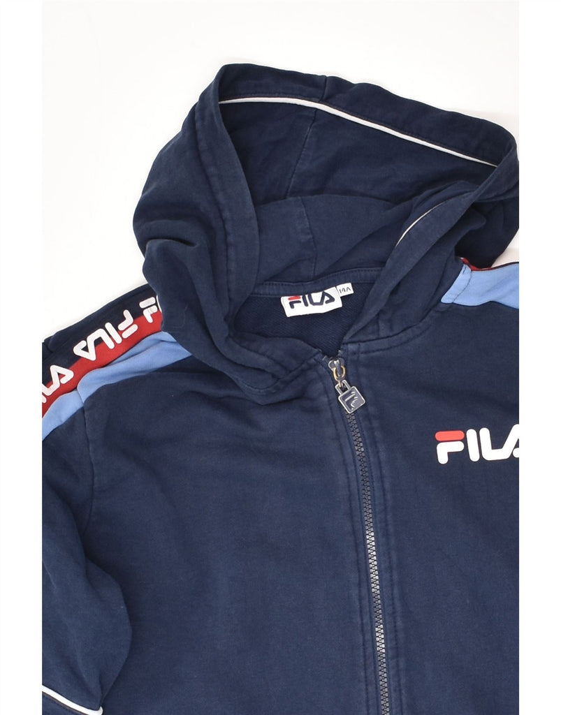 FILA Boys Graphic Zip Hoodie Sweater 13-14 Years Navy Blue Cotton | Vintage Fila | Thrift | Second-Hand Fila | Used Clothing | Messina Hembry 