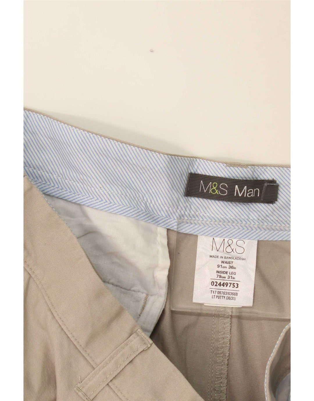 Marks & Spencer Mens Straight Chino Trousers W36 L31 Grey Polyester