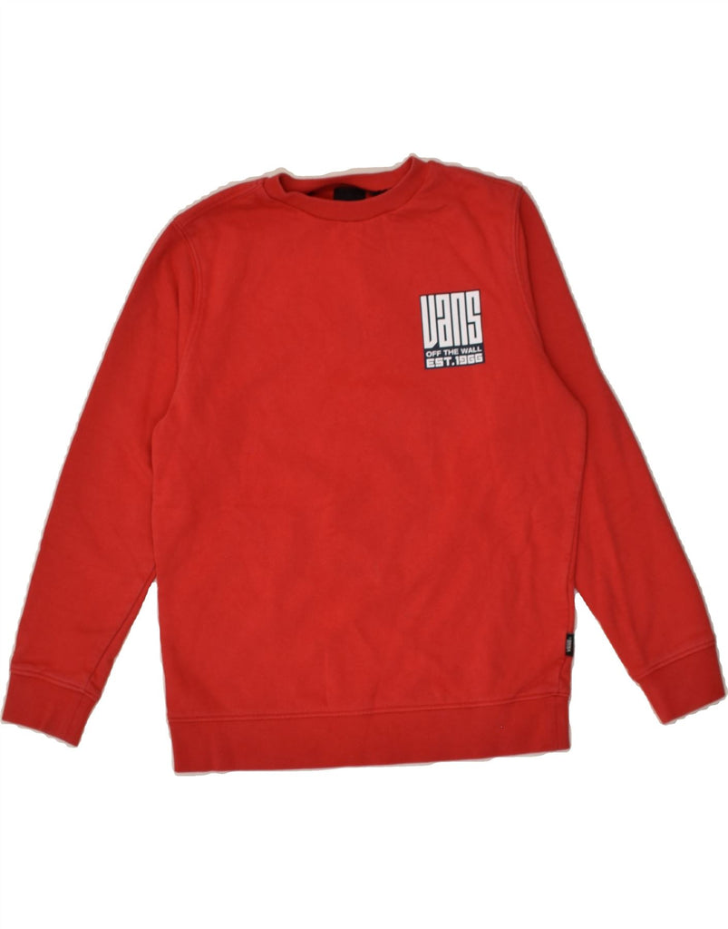 VANS Boys Graphic Sweatshirt Jumper 11-12 Years Small Red Cotton | Vintage Vans | Thrift | Second-Hand Vans | Used Clothing | Messina Hembry 