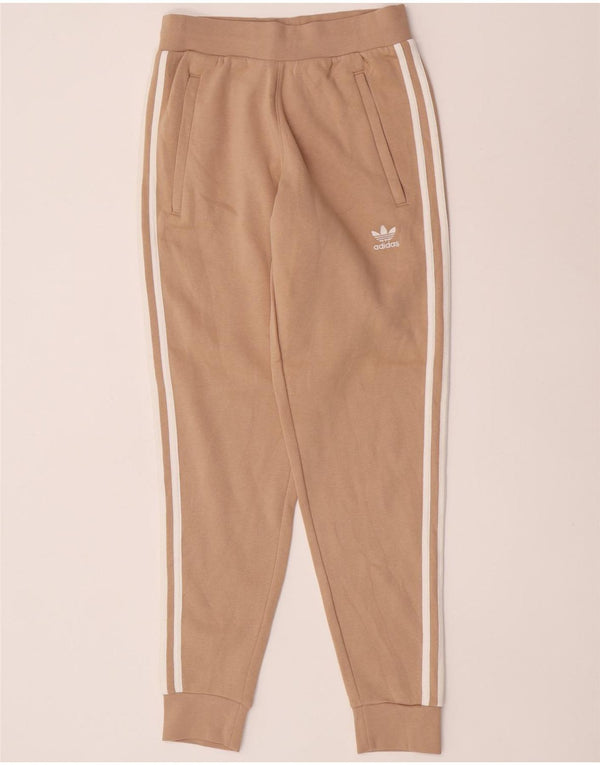 Adidas Womens Tracksuit Trousers Joggers UK 8 Small Beige Cotton
