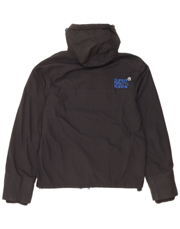 SUPERDRY Mens Windcheater Hooded Windbreaker Jacket UK 38 Medium Black