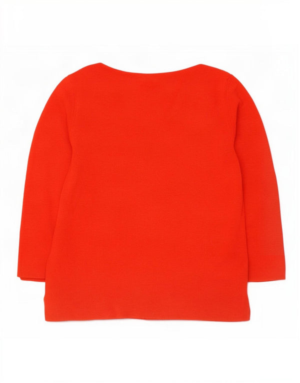 Hobbs Womens 3/4 Sleeve Boat Neck Jumper Sweater UK 12 Medium Red Rayon