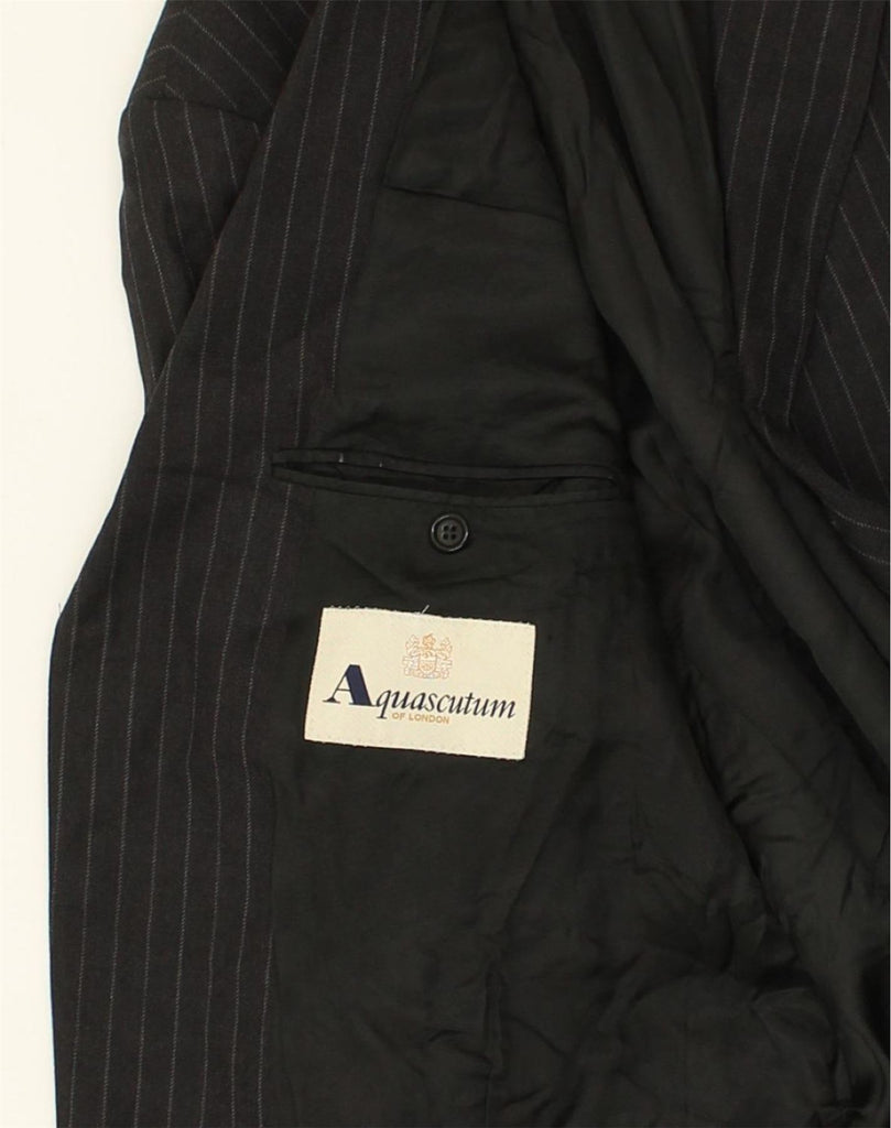 AQUASCUTUM Mens 3 Button Blazer Jacket UK 44 2XL  Grey Pinstripe Wool | Vintage Aquascutum | Thrift | Second-Hand Aquascutum | Used Clothing | Messina Hembry 