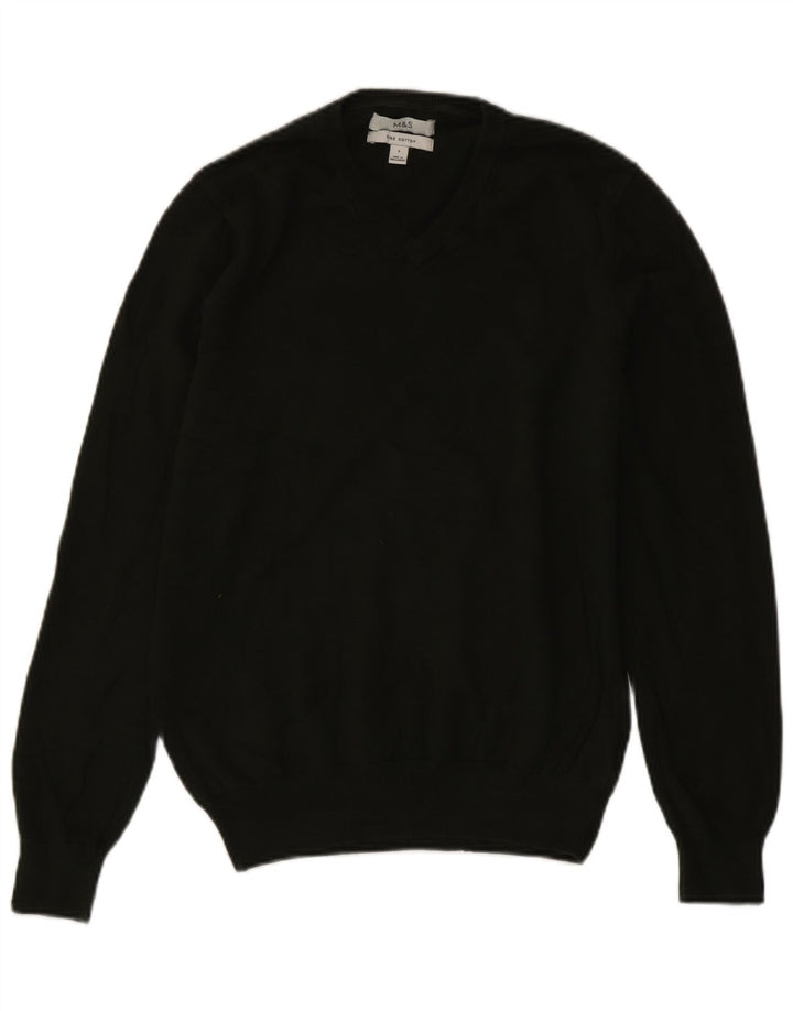 Marks & Spencer Mens Crew Neck Jumper Sweater Small Green Cotton