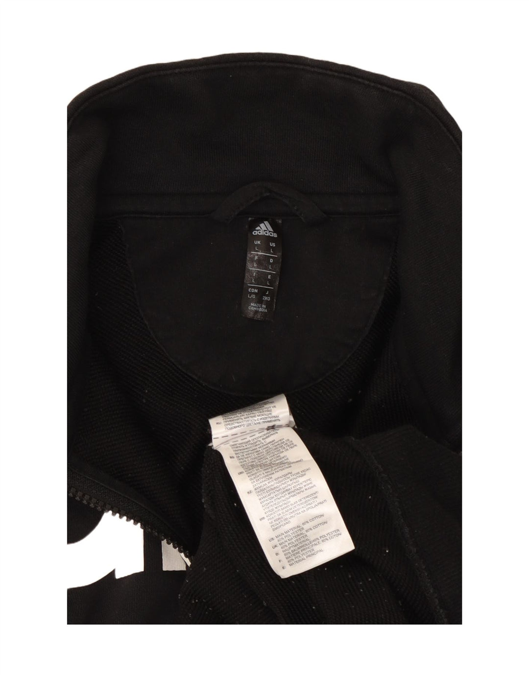 ADIDAS Mens Graphic Tracksuit Top Jacket Large Black Cotton