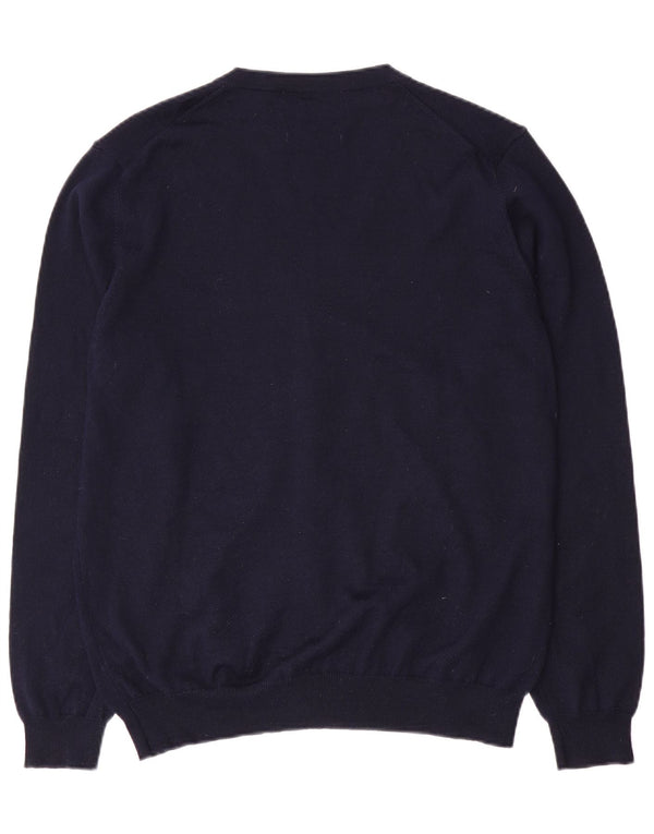 Marks & Spencer Mens Cardigan Sweater Large Navy Blue Merino Wool