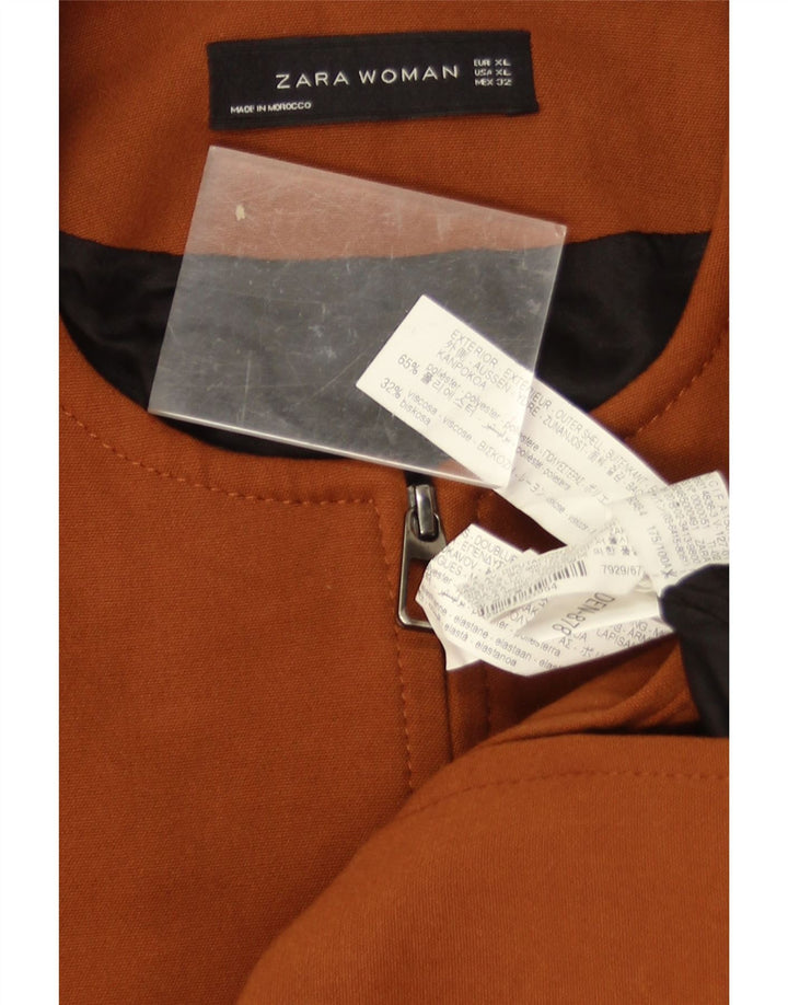 Zara Womens Overcoat UK 18 XL Brown Polyester
