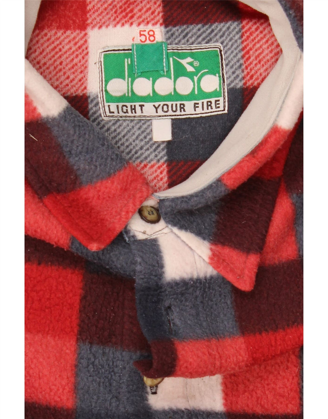 Diadora Mens Fleece Shirt IT 58 2XL Red Check