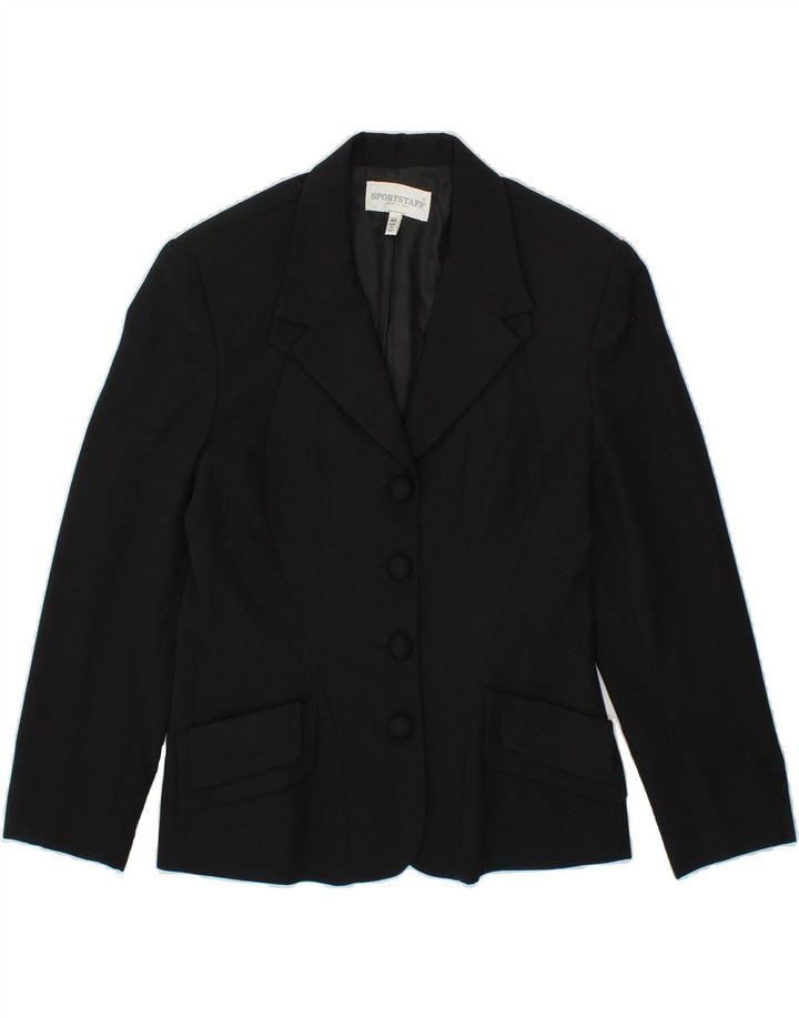 SPORTSTAFF Womens 4 Button 3/4 Sleeve Blazer Jacket IT 44 Medium Black Vintage Sportstaff and Second-Hand Sportstaff from Messina Hembry 