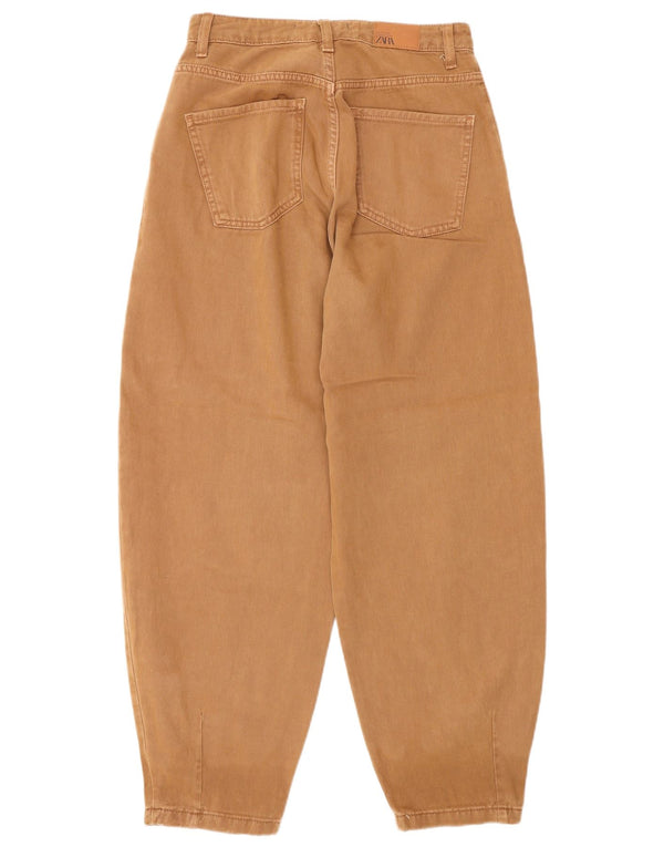 Zara Womens Balloon High Waist Jeans EU 36 XS W26 L28 Brown Cotton