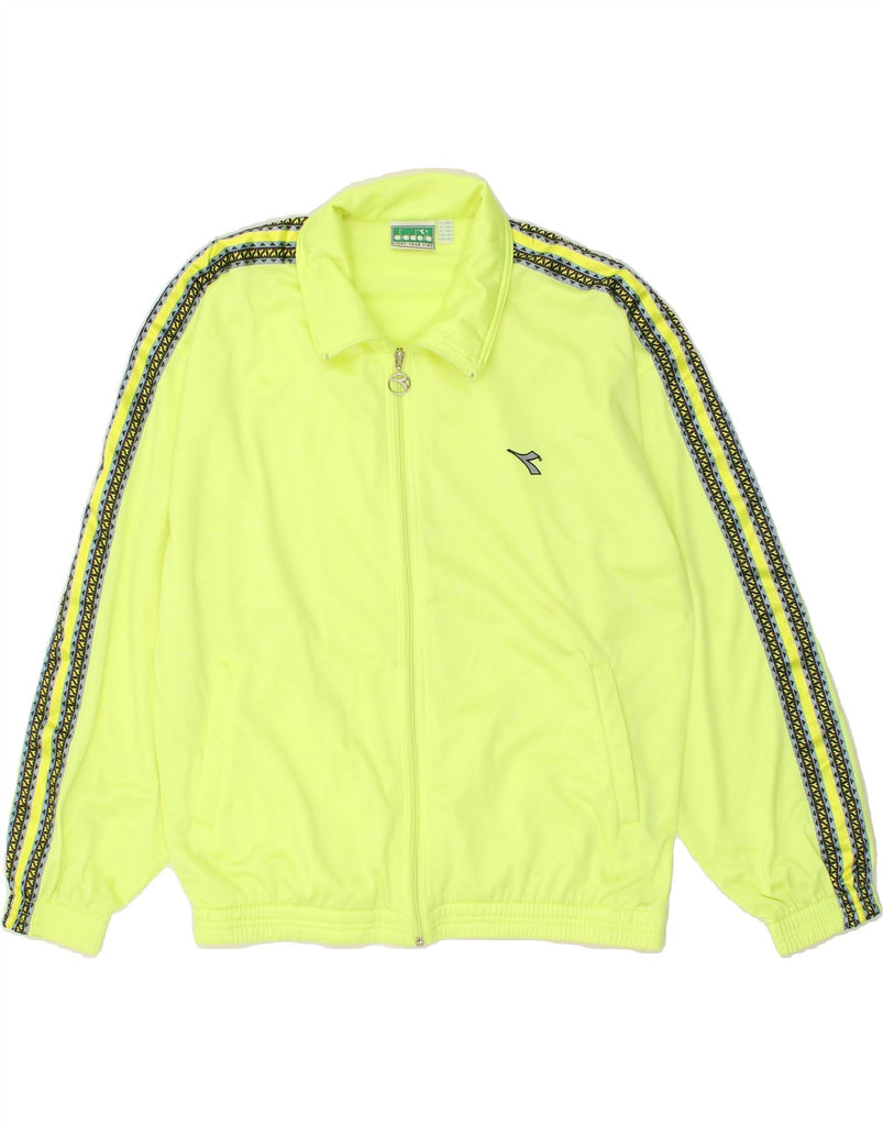 DIADORA Mens Tracksuit Top Jacket Uk 36 Small Yellow Polyester | Vintage Diadora | Thrift | Second-Hand Diadora | Used Clothing | Messina Hembry 