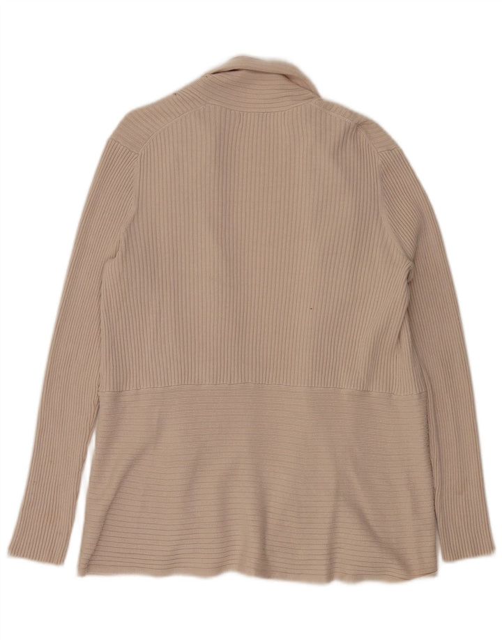 John Lewis Womens Oversized Open Cardigan Sweater UK 16 Large Beige Viscose