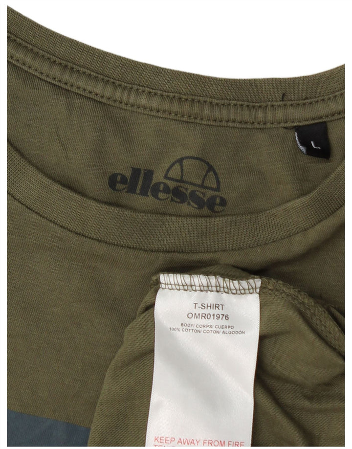 Ellesse Mens Graphic T-Shirt Top Large Khaki Cotton