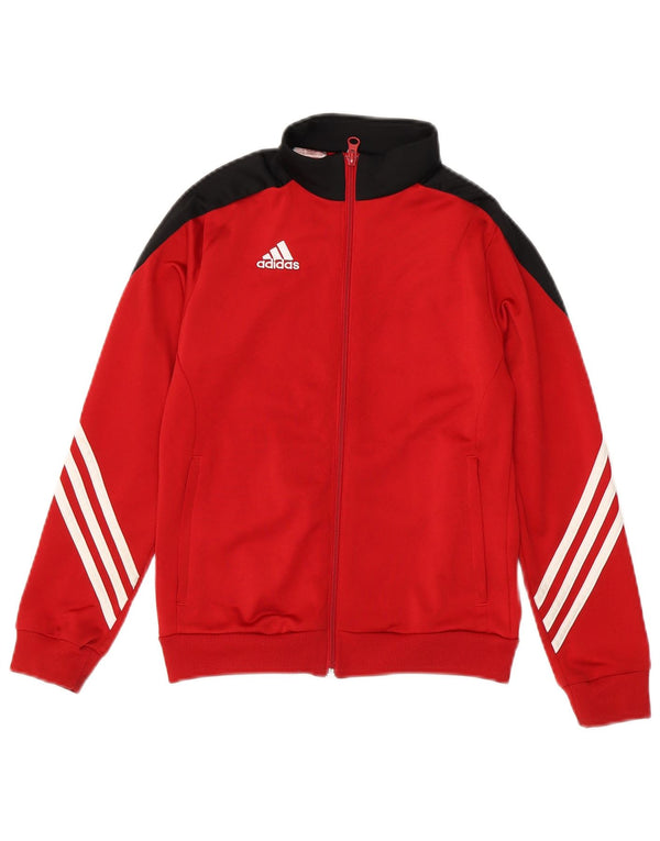 Adidas Boys Tracksuit Top Jacket 9-10 Years Medium Red Colourblock Sports