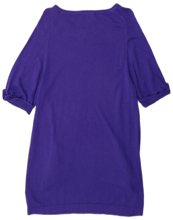 Marks & Spencer Womens Short Sleeves Jumper Dress UK 14 Large Purple