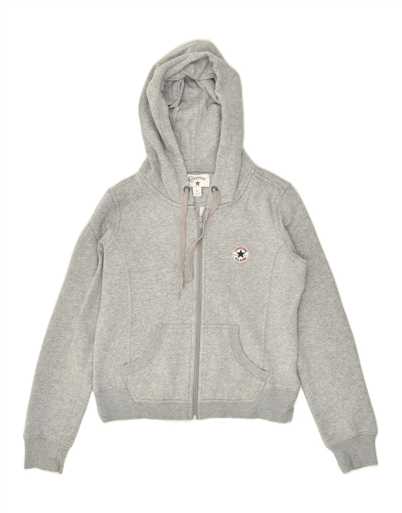 CONVERSE Womens Zip Hoodie Sweater UK 14 Medium Grey Cotton | Vintage Converse | Thrift | Second-Hand Converse | Used Clothing | Messina Hembry 