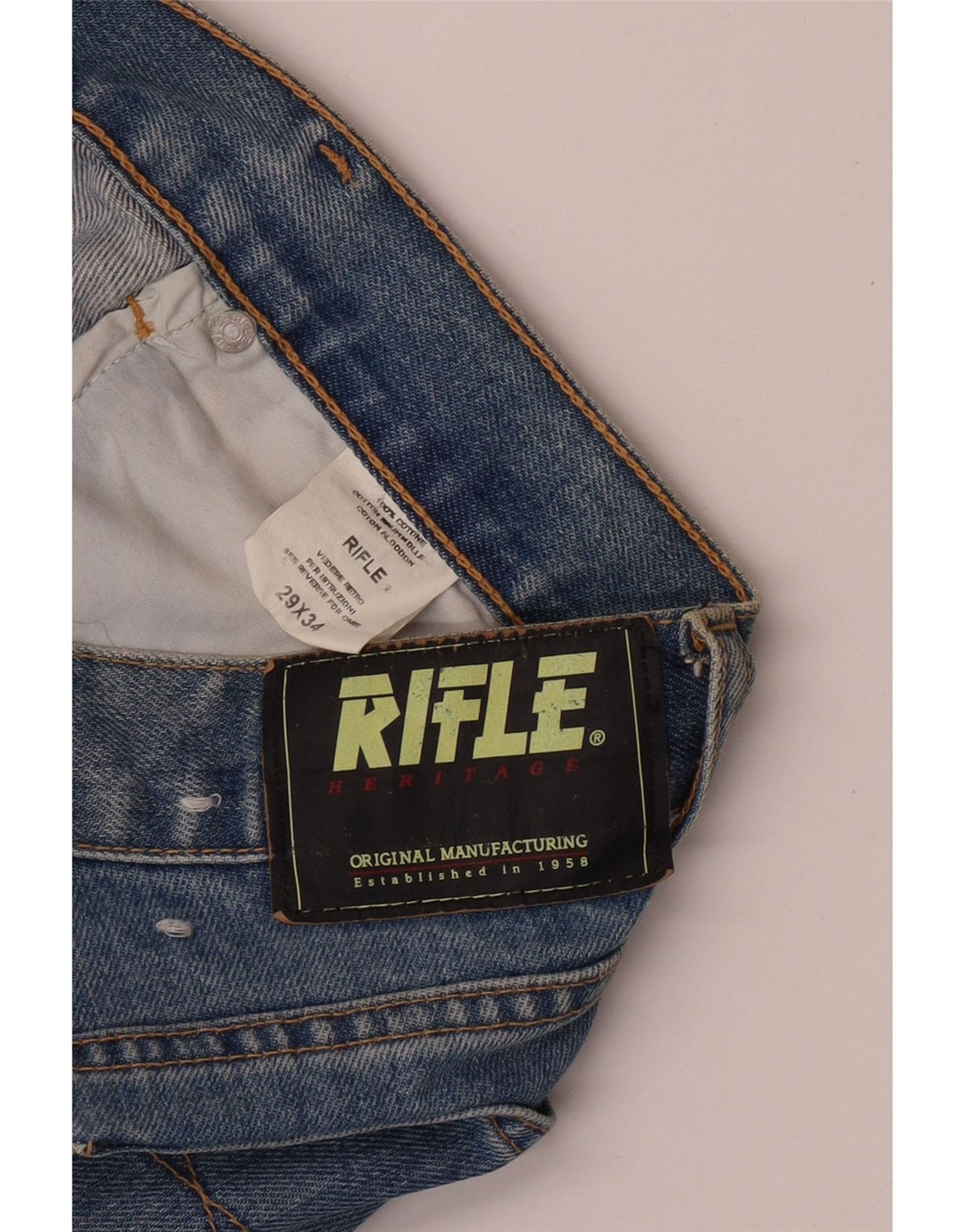 RIFLE Womens Straight Jeans W29 L34 Blue Cotton