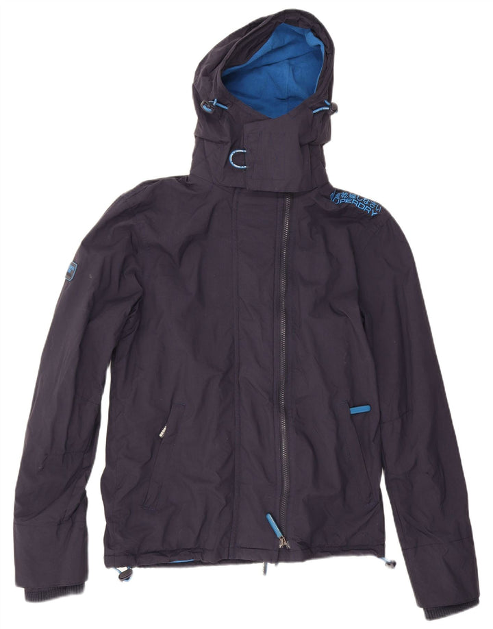 Superdry Mens Hooded Windbreaker Jacket UK 34 XS Navy Blue Polyester
