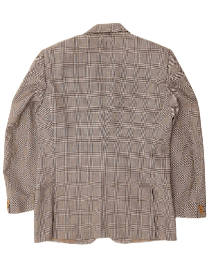 Burberrys Mens 2 Button Blazer Jacket IT 48 Medium Grey Check Wool