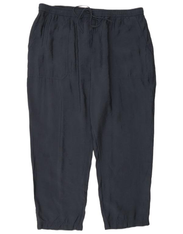 Zara Womens Straight Cropped Trousers 2XL W34 L26 Navy Blue Modal