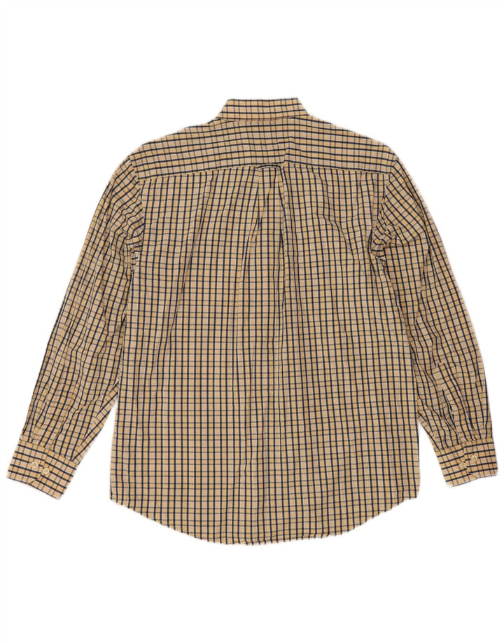 IZOD Mens Shirt Medium Yellow Gingham Cotton