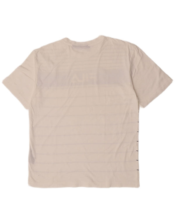 Fila Mens Graphic T-Shirt Top Medium White Striped Cotton
