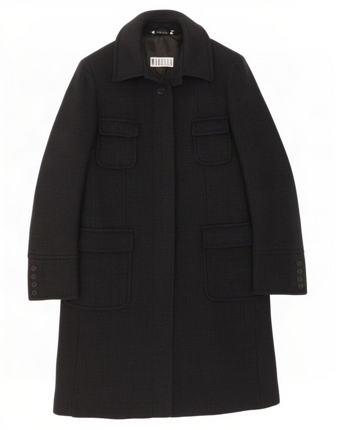 Marella Womens Overcoat UK 16 Large Navy Blue Wool