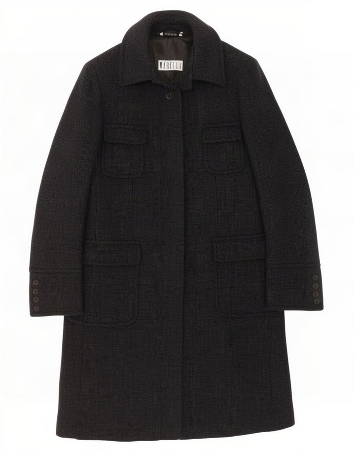 Marella Womens Overcoat UK 16 Large Navy Blue Wool