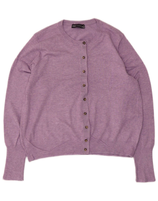 Marks & Spencer Womens Cardigan Sweater UK 16 Large Purple Viscose