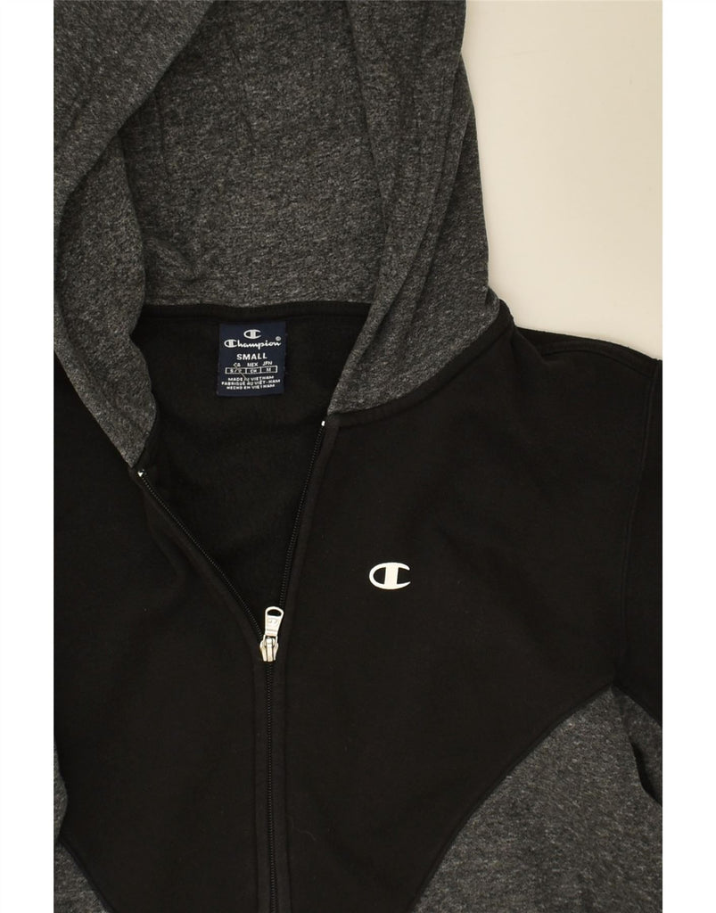 CHAMPION Mens Graphic Zip Hoodie Sweater Small Black Colourblock Cotton | Vintage Champion | Thrift | Second-Hand Champion | Used Clothing | Messina Hembry 