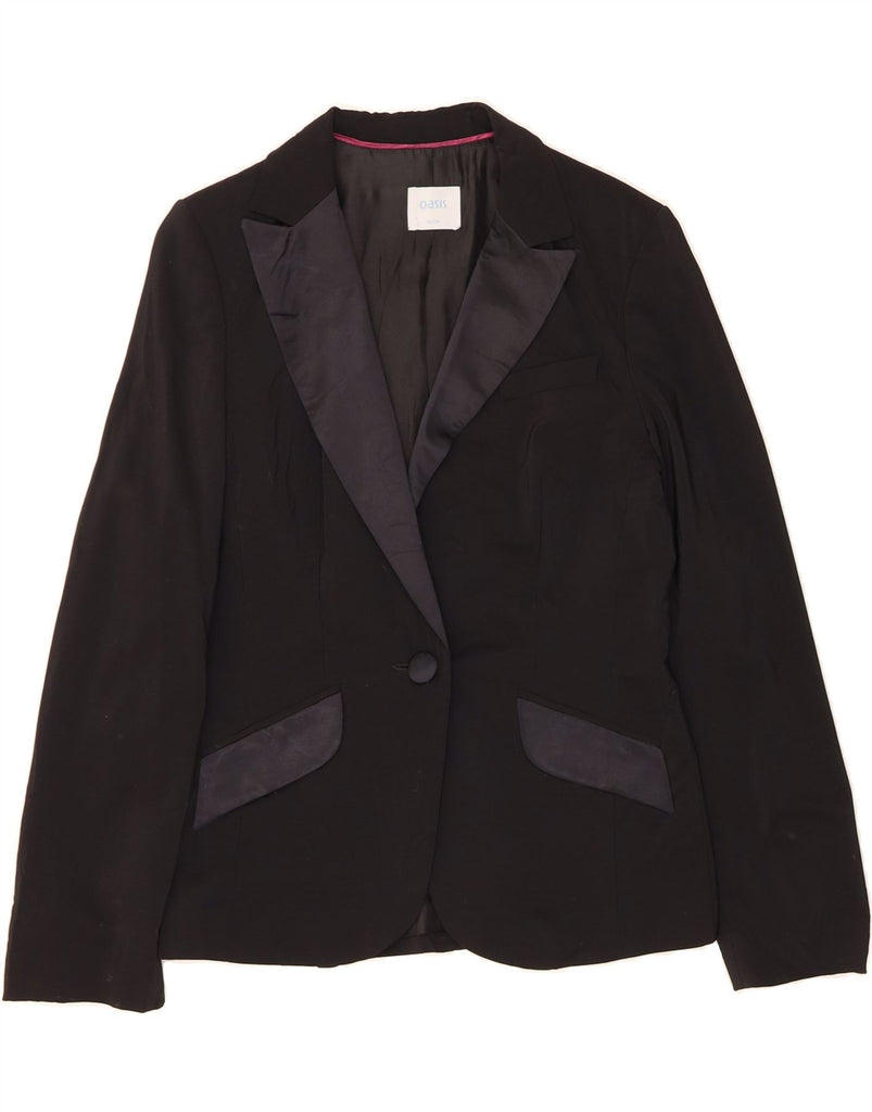 OASIS Womens 1 Button Blazer Jacket UK 12 Medium Black Wool Vintage Oasis and Second-Hand Oasis from Messina Hembry 