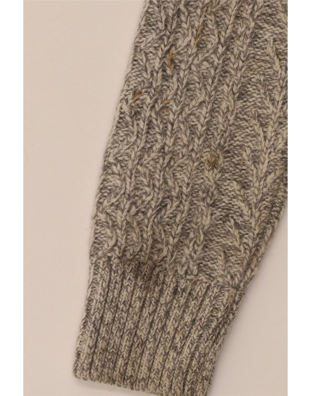 SUPERDRY Mens Zip Neck Jumper Sweater Large Beige Flecked Wool