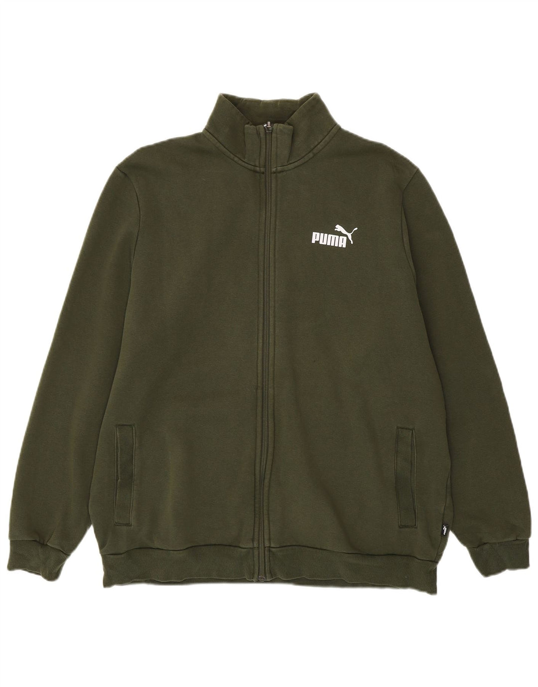 PUMA Mens Tracksuit Top Jacket XL Khaki Cotton
