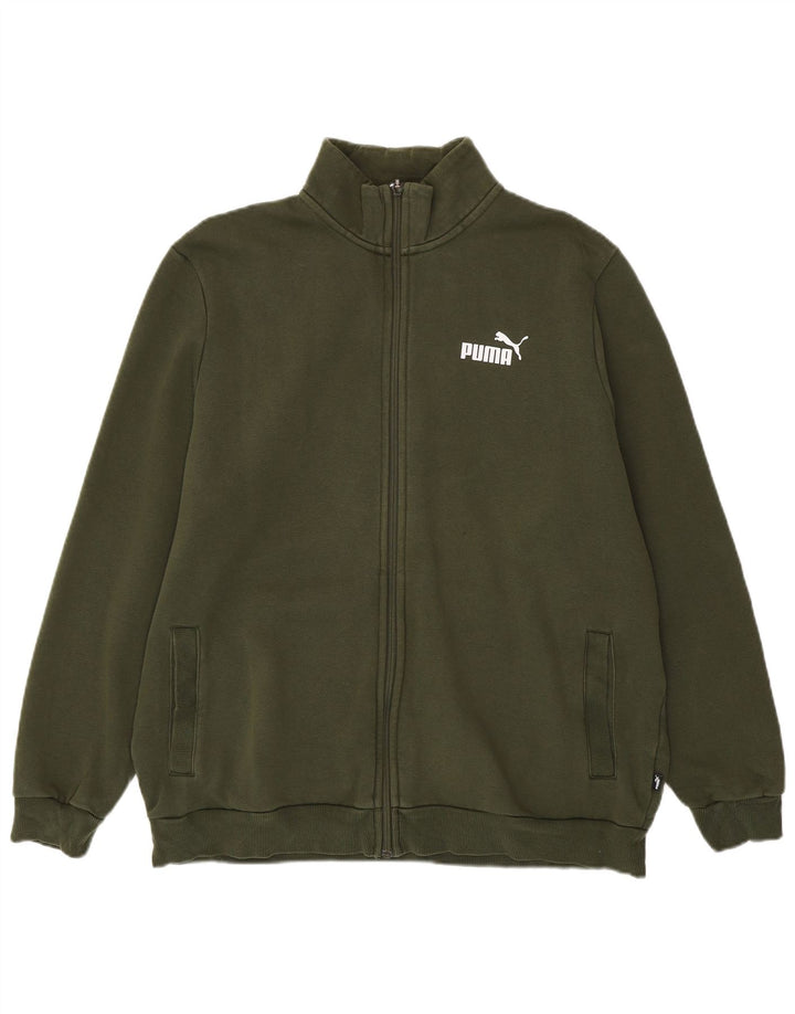 PUMA Mens Tracksuit Top Jacket XL Khaki Cotton