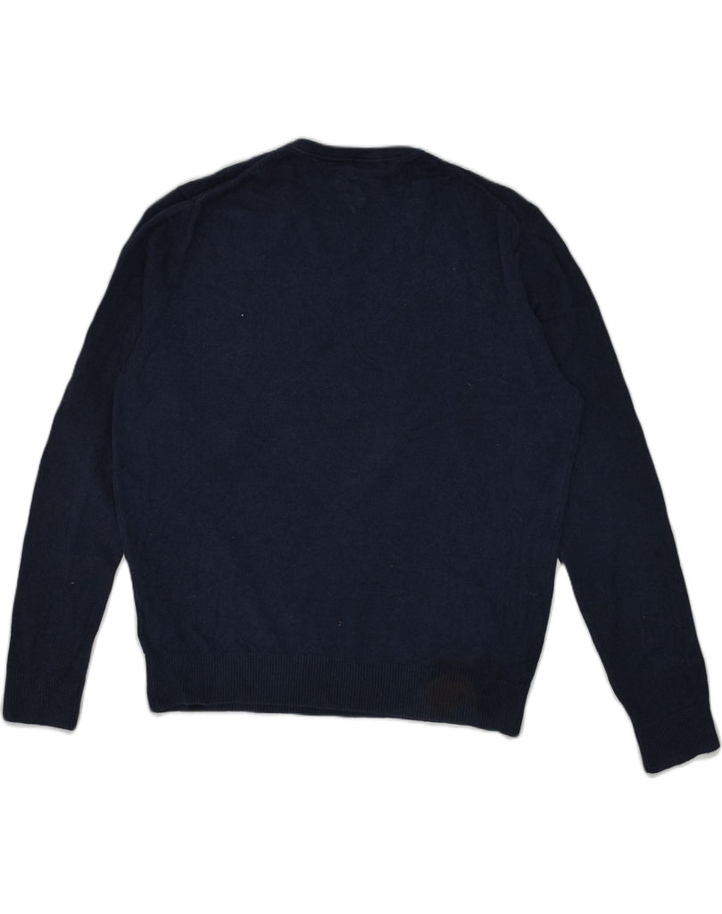 TOMMY HILFIGER Mens V-Neck Jumper Sweater XL Navy Blue Cotton | Vintage Tommy Hilfiger | Thrift | Second-Hand Tommy Hilfiger | Used Clothing | Messina Hembry 