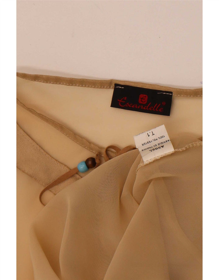 Escandelle Womens Batwing See Through Top UK 12 Medium Beige Polyester