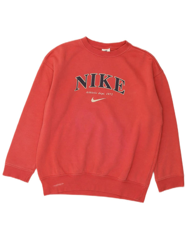 Nike Girls Graphic Sweatshirt Jumper 10-11 Years Medium Pink Cotton