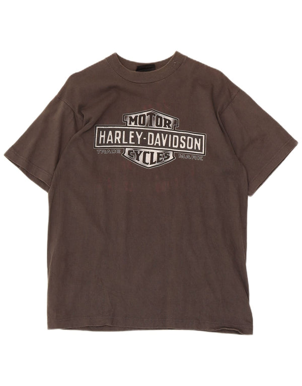 Harley Davidson Mens Graphic T-Shirt Top Medium Grey Cotton
