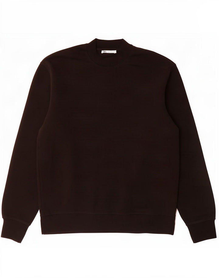Zara Mens Sweatshirt Jumper Large Black Cotton