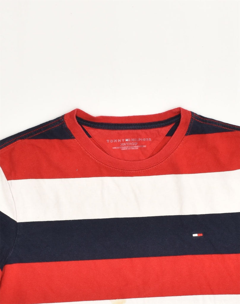 TOMMY HILFIGER Womens T-Shirt Top UK 6 XS  Red Striped Cotton | Vintage Tommy Hilfiger | Thrift | Second-Hand Tommy Hilfiger | Used Clothing | Messina Hembry 