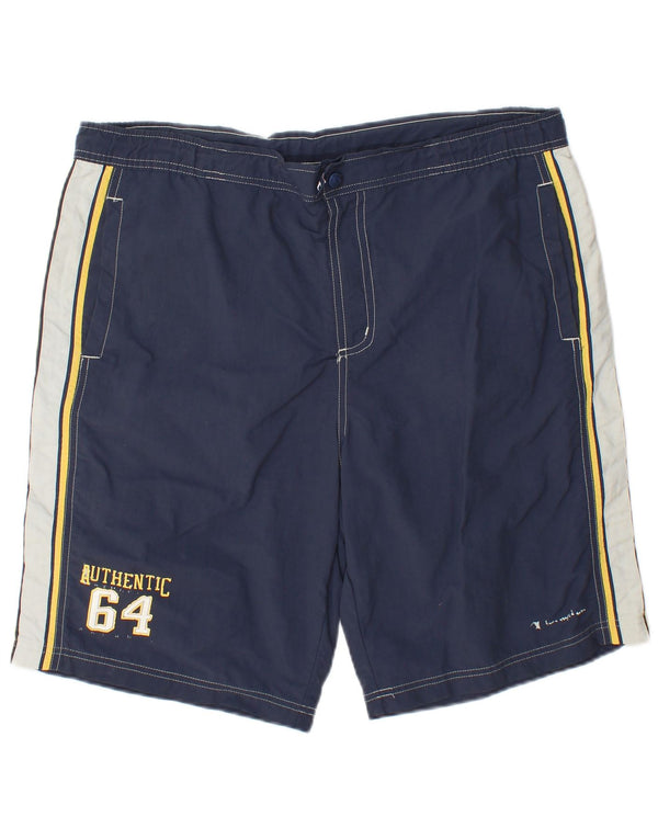 Champion Mens Graphic Swimming Shorts Large Navy Blue Colourblock