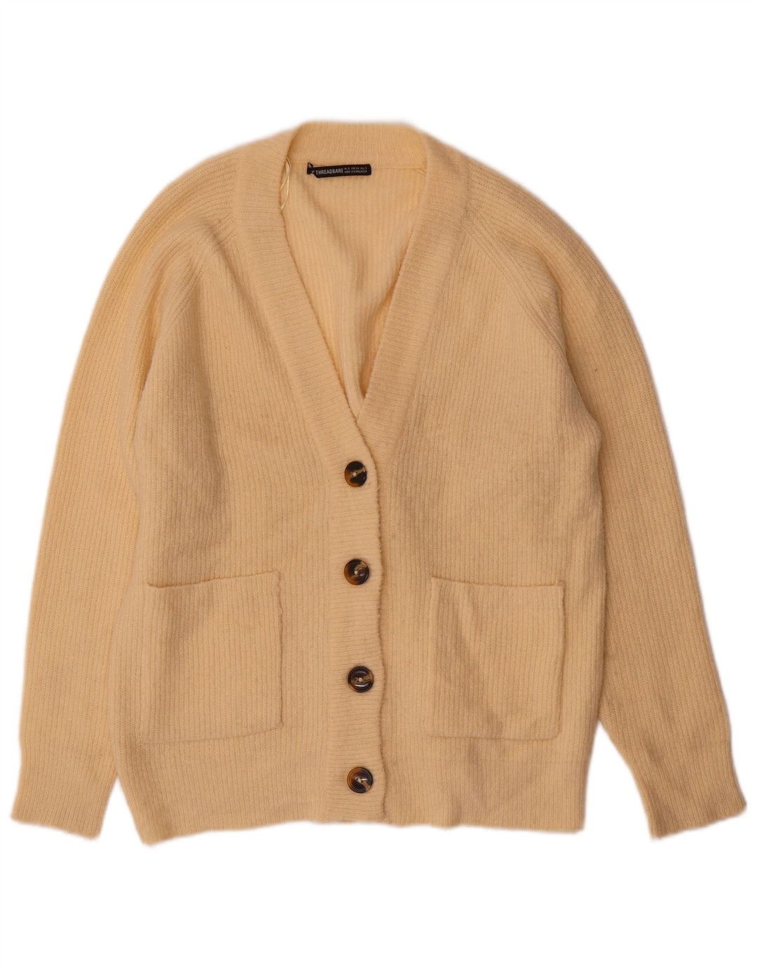 Threadbare Womens Oversized Cardigan Sweater UK 6 XS Beige Acrylic