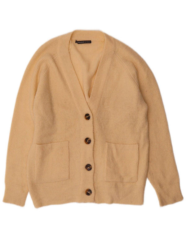 Threadbare Womens Oversized Cardigan Sweater UK 6 XS Beige Acrylic