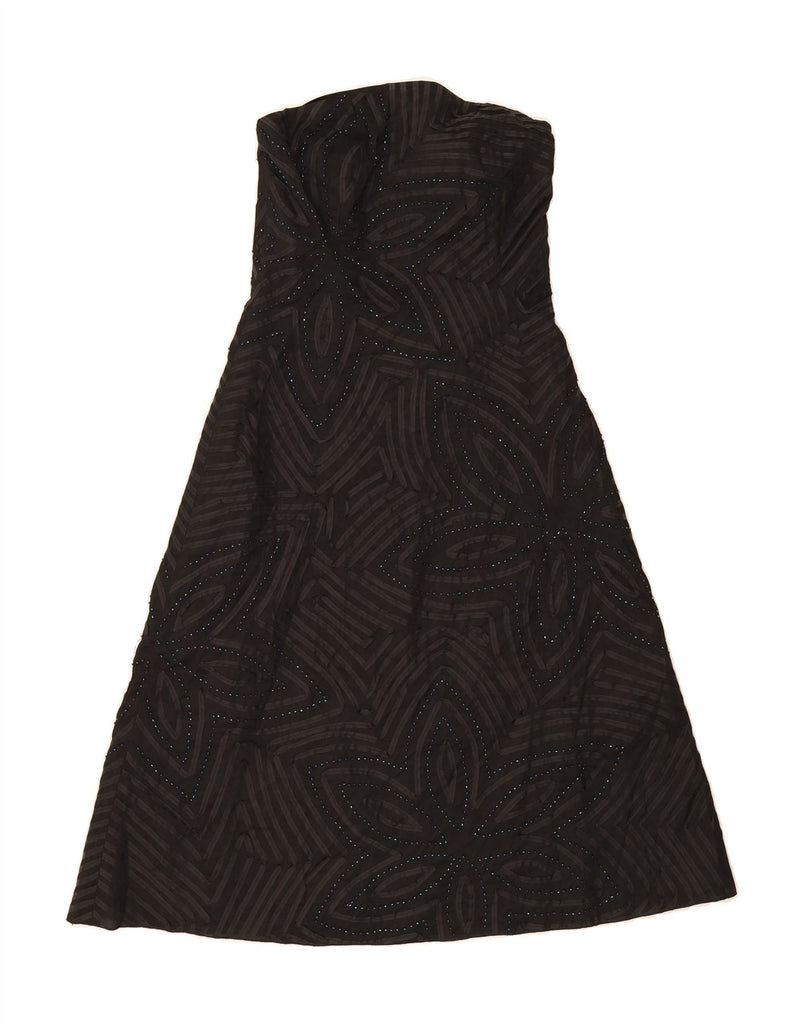 COAST Womens Strapless Dress UK 8 Small Black Floral Polyester Vintage Coast and Second-Hand Coast from Messina Hembry 
