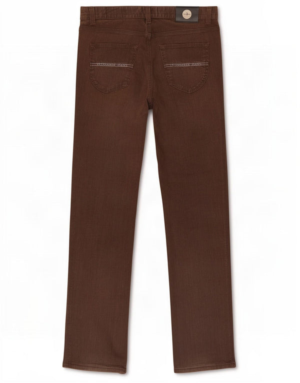 Trussardi Mens Straight Casual Trousers W30 L34 Brown Cotton