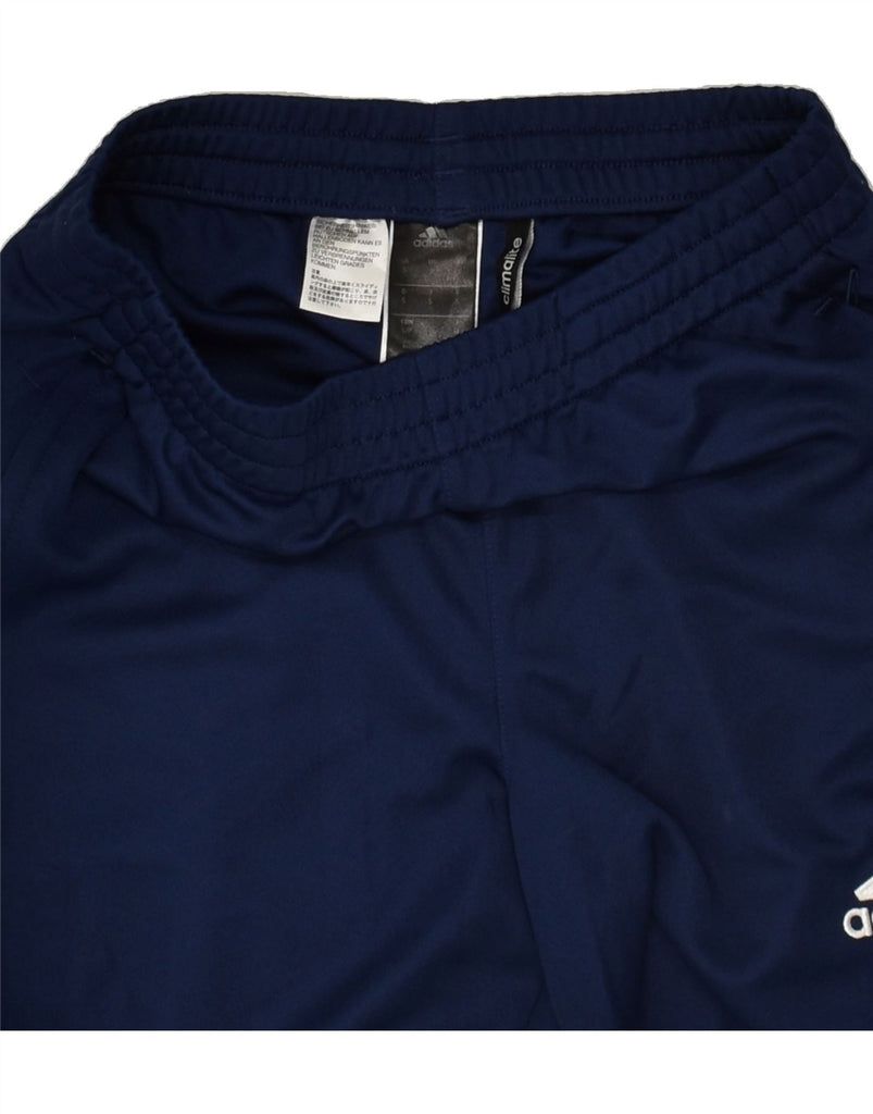 ADIDAS Mens Climalite Graphic Tracksuit Trousers Small Navy Blue Polyester | Vintage Adidas | Thrift | Second-Hand Adidas | Used Clothing | Messina Hembry 