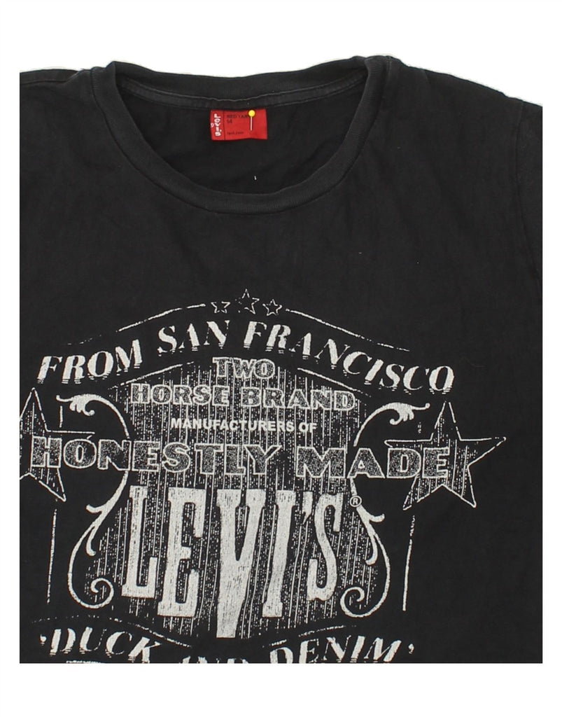 LEVI'S Boys Graphic T-Shirt Top 13-14 Years Black Cotton Vintage Levi's and Second-Hand Levi's from Messina Hembry 